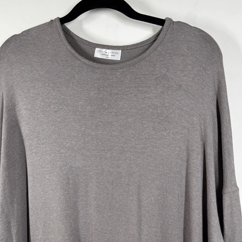Lost in Layers Taupe Long Sleeve Tunic Top Size S/M Relaxed Fit Comfy Summer - Picture 4 of 15